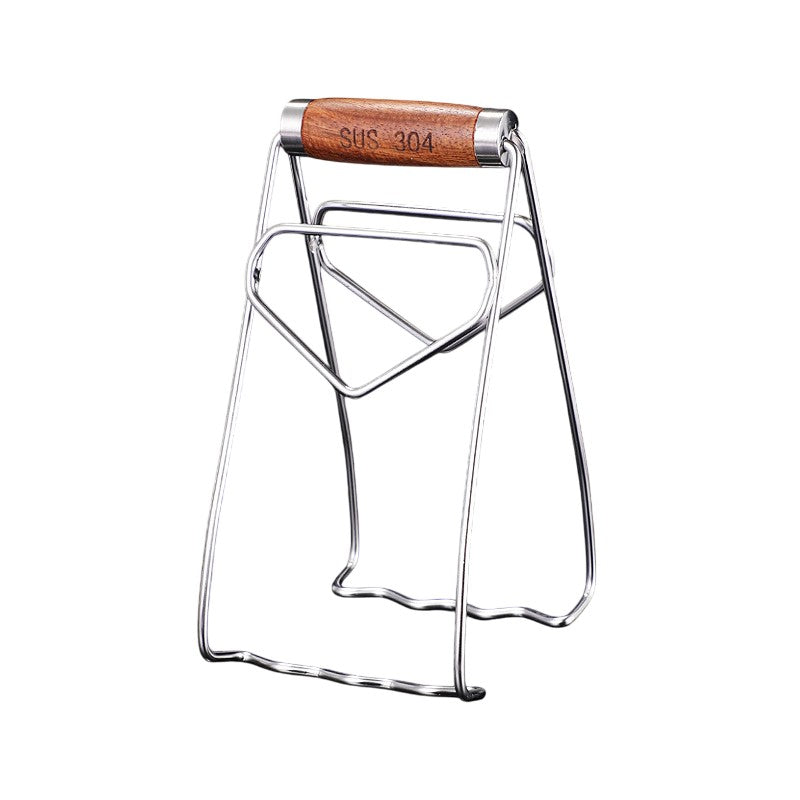 Clema pentru Boluri, Kadeny, Anti-Alunecare, din Otel Inoxidabil, Extindere, pentru Oale, Tigai, de Uz Casnic, Rezistent la Temperaturi Inalte, 19.5x9.8x8 cm, Maner Maro, Gri