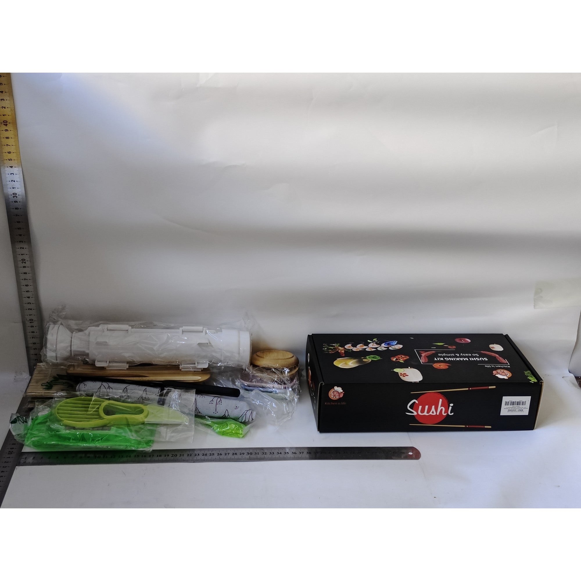 Set Ustensile pentru Sushi, Kaveny, Set din 31 Accesorii pentru Sushi, Set pentru Sushi HOME MADE, Cutit Inclus, Forme, Betisoare, Multicolor