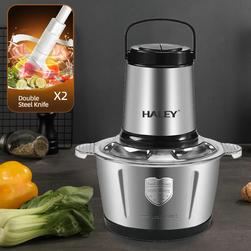 Tocator de alimente HALEY HY-1225 – Putere de 500W si vas de 2L din inox pentru tocare rapida si eficienta