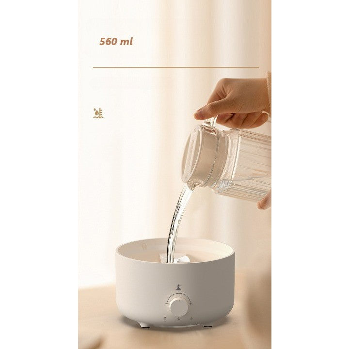 Umidificator de tip vulcan, Kaveny, cu aromaterapie, cu telecomanda, 560 ml, model V21B, alb