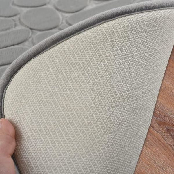 Covoras pentru Baie Antiderapant, Kadeny, Uscare Rapida, Model 3D Piatra, 40x60 cm, Gri