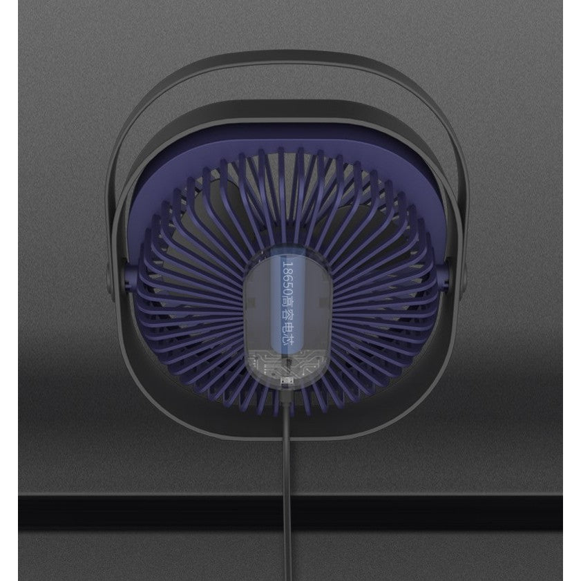 Mini ventilator pentru birou cu usb, Kaveny, rotire 360 grade, 3 viteze, 4000 mA, 13.5 x 12,8, Albastru