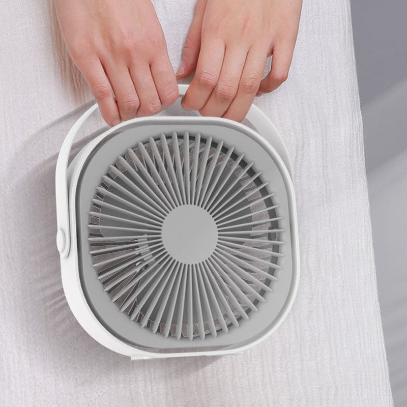 Mini ventilator pentru birou cu usb, Kaveny, rotire 360 grade, 3 viteze, 4000 mA, 13.5 x 12,8, Gri