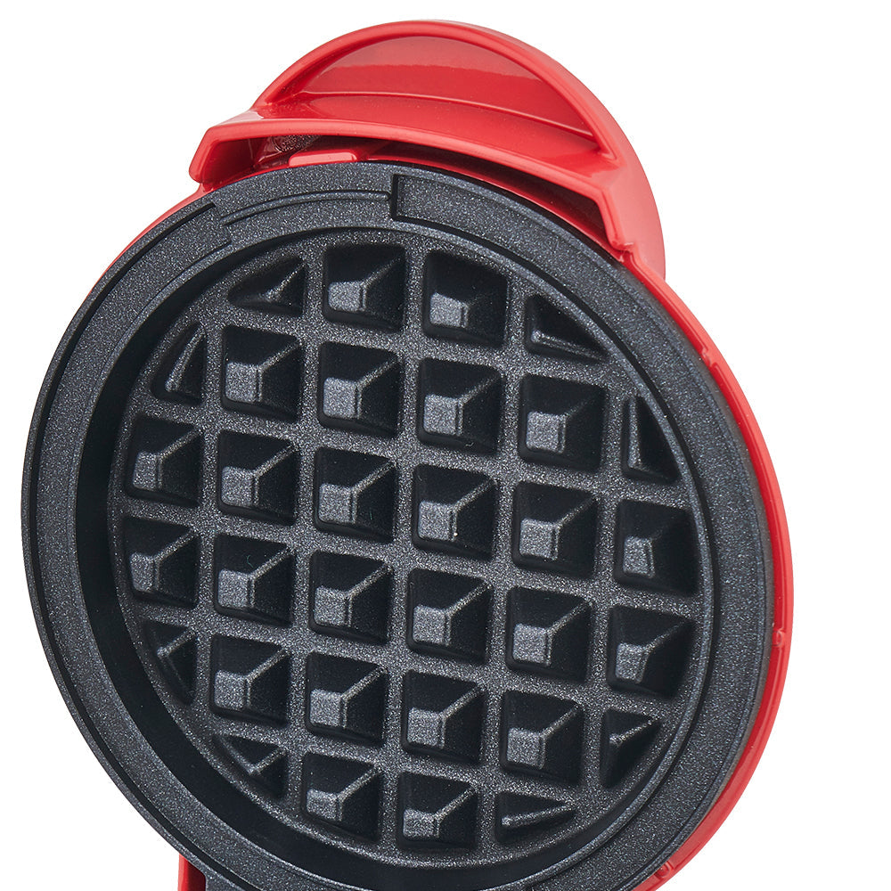 Aparat Mini Waffe HALEY®, 800W, Placi Antiaderente, Indicator Luminos, Design Compact, Rosu
