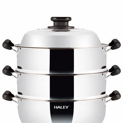 Vas Electric Multifunctional HALEY HY-501, 2100W, Inox Premium cu Abur pe Doua Nivele, Ideal pentru Gatit Sanatos Acasa sau la Hotel