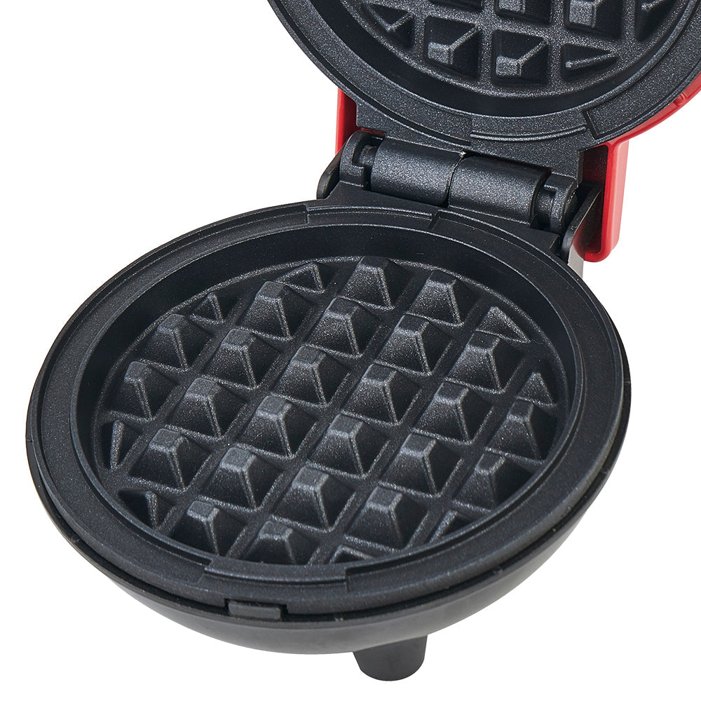 Aparat Mini Waffe HALEY®, 800W, Placi Antiaderente, Indicator Luminos, Design Compact, Rosu
