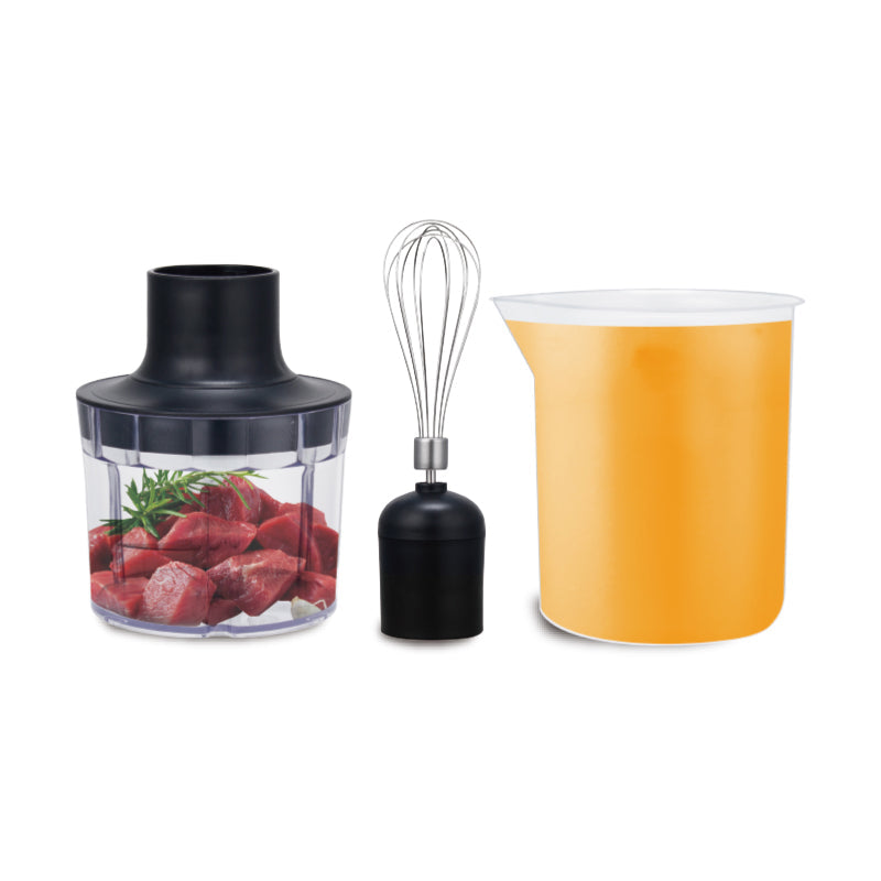 Blender de Mana Electric HALEY 4-in-1, 1200W, Otel Inoxidabil, 2 Viteze + Accesorii – Tocator, Tel, Pahar, Multifunctional pentru Bucatarie
