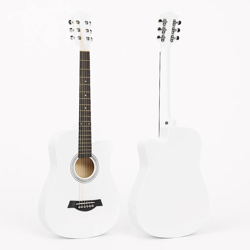 Chitara acustica 4/4 alba – design elegant, sunet clar si echilibrat