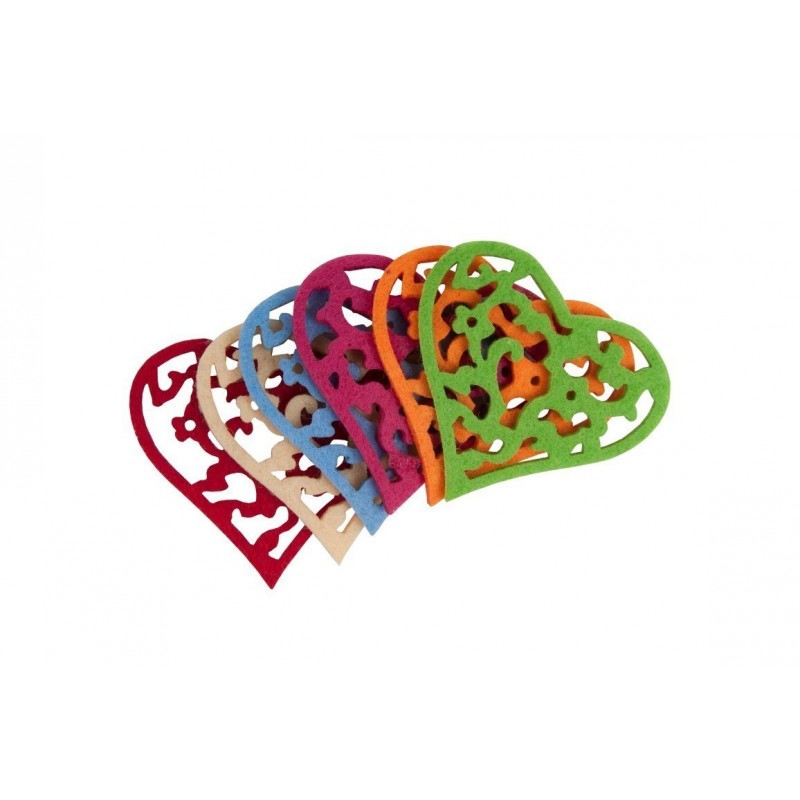 Accesorii creatie - inima fetru, set 6 buc, Colorarte
