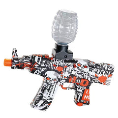 Mitraliera de jucarie electrica Kaveny cu bile de hidrogen de gel, gun bluster, tragere in rafala, varsta peste 6 ani, sageti cu ventuze de spuma, amortizor, ochelari de protectie, 5000 de bile incluse, cablu de incarcare, 28x31 cm, AK47, rosu