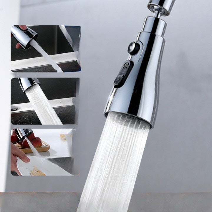 Extensie Robinet Bucatarie, Kadeny, Universal, 3 Moduri de Curgere Apa, Otel Inoxidabil, Rotire 360 de Grade, Cap Pivotant, Adaptor Baterie Bucatarie, 9.7x5.1 cm, Gri