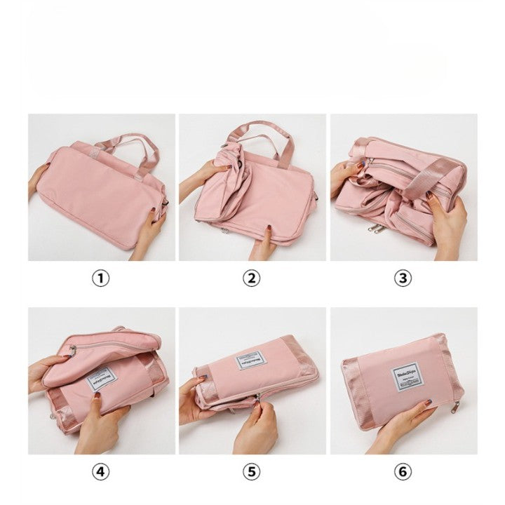 Geanta Pliabila, Kaveny, pentru Voiaj, Buzunare Multiple, de Mana, Impermeabila, Material Textil, Capacitate 8 Kg, Dimensiune Deschisa 42x28x10 cm, Roz