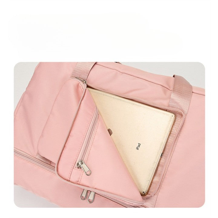 Geanta Pliabila, Kaveny, pentru Voiaj, Buzunare Multiple, de Mana, Impermeabila, Material Textil, Capacitate 8 Kg, Dimensiune Deschisa 42x28x10 cm, Roz