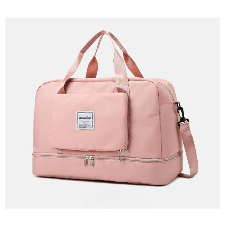 Geanta Pliabila, Kaveny, pentru Voiaj, Buzunare Multiple, de Mana, Impermeabila, Material Textil, Capacitate 8 Kg, Dimensiune Deschisa 42x28x10 cm, Roz
