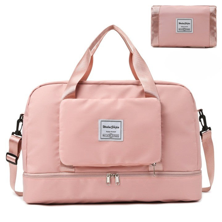 Geanta Pliabila, Kaveny, pentru Voiaj, Buzunare Multiple, de Mana, Impermeabila, Material Textil, Capacitate 8 Kg, Dimensiune Deschisa 42x28x10 cm, Roz