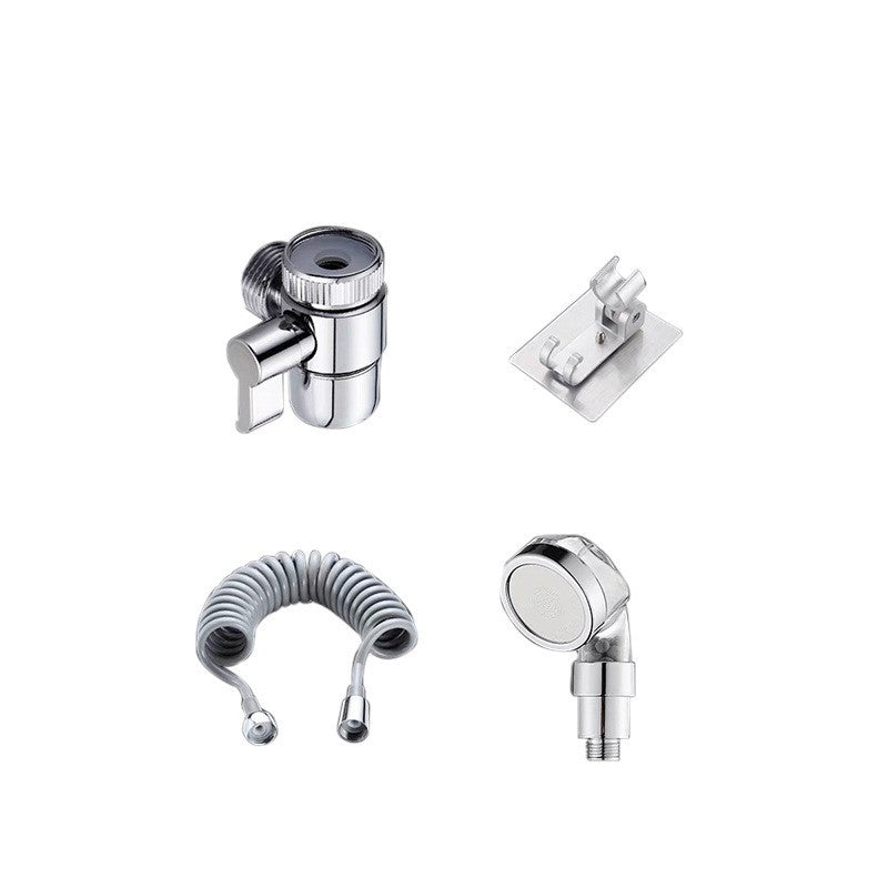 Set Extensie de Dus, Kaveny, pentru Baterie Baie sau Bucatarie, 4 Piese, Filtru de Ioni Negativi, Furtun Flexibil de 1.5 Metri, Argintiu
