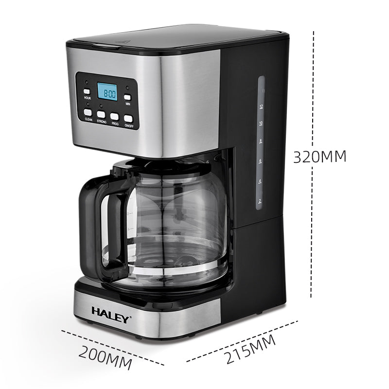 Aparat de Cafea HALEY 950W, 1.5L, LED Display, Anti-Drip, Brewing Inteligent, Inox, Control Temperatura Precis