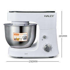 Mixer Profesional HALEY HY-2409, 1200W, Bol 6L Inox, 6 Viteze + Pulse, Alb/Inox, Silentios, Protectie Intrerupere