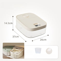 Cutie de Depozitare Kadeny, de Uz Casnic, Rezistenta la Insecte si la Umiditate, Rezervor Sigilat pentru Depozitare Alimentara, Capacitate 6 kg, 37 x 26 x 14.5cm, Alb