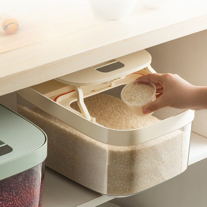 Cutie de Depozitare Kadeny, de Uz Casnic, Rezistenta la Insecte si la Umiditate, Rezervor Sigilat pentru Depozitare Alimentara, Capacitate 6 kg, 37 x 26 x 14.5cm, Verde