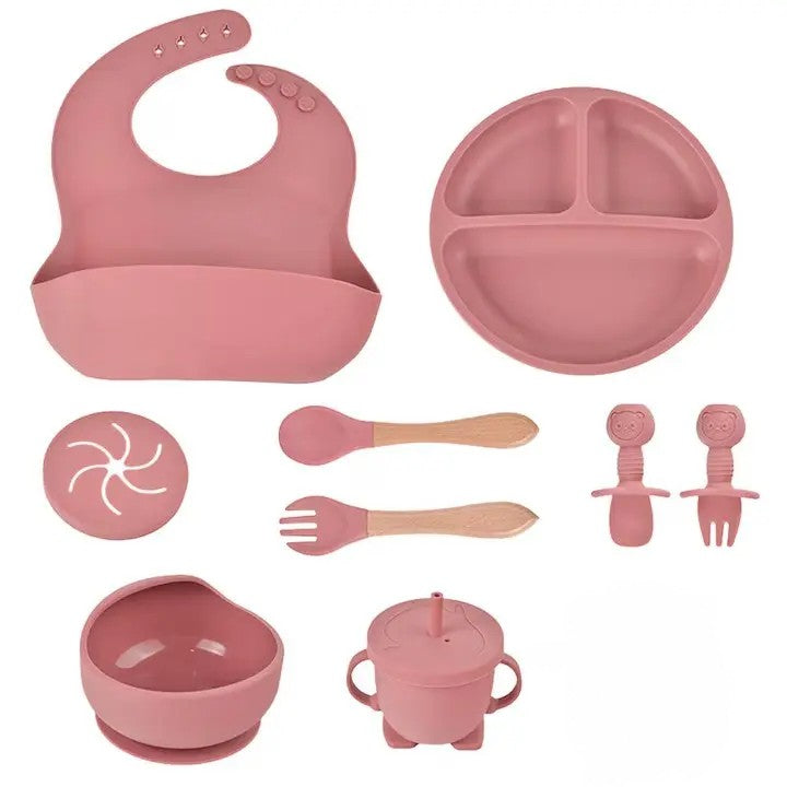 Pachet 2 in 1 pentru Bebelusi: Balansoar Electric 5 in 1 Mastela Roz + Set Hranire 10 Piese Silicon | Confort si Siguranta de la Nastere