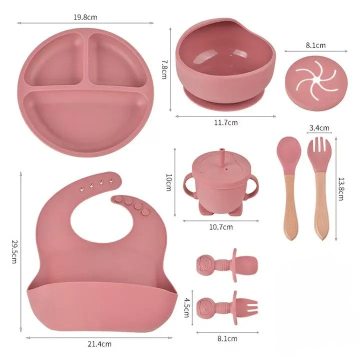 Pachet 2 in 1 pentru Bebelusi: Balansoar Electric 5 in 1 Mastela Roz + Set Hranire 10 Piese Silicon | Confort si Siguranta de la Nastere