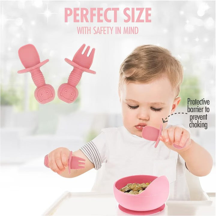 Pachet 2 in 1 pentru Bebelusi: Balansoar Electric 5 in 1 Mastela Roz + Set Hranire 10 Piese Silicon | Confort si Siguranta de la Nastere