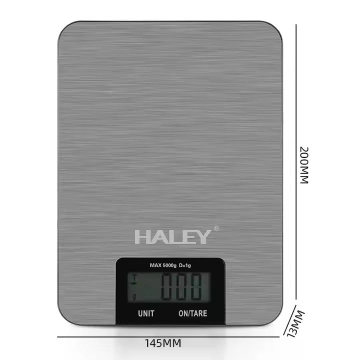 Cantar Electronic HALEY, 5000G, din Otel Inoxidabil Design Portabill, Argintiu