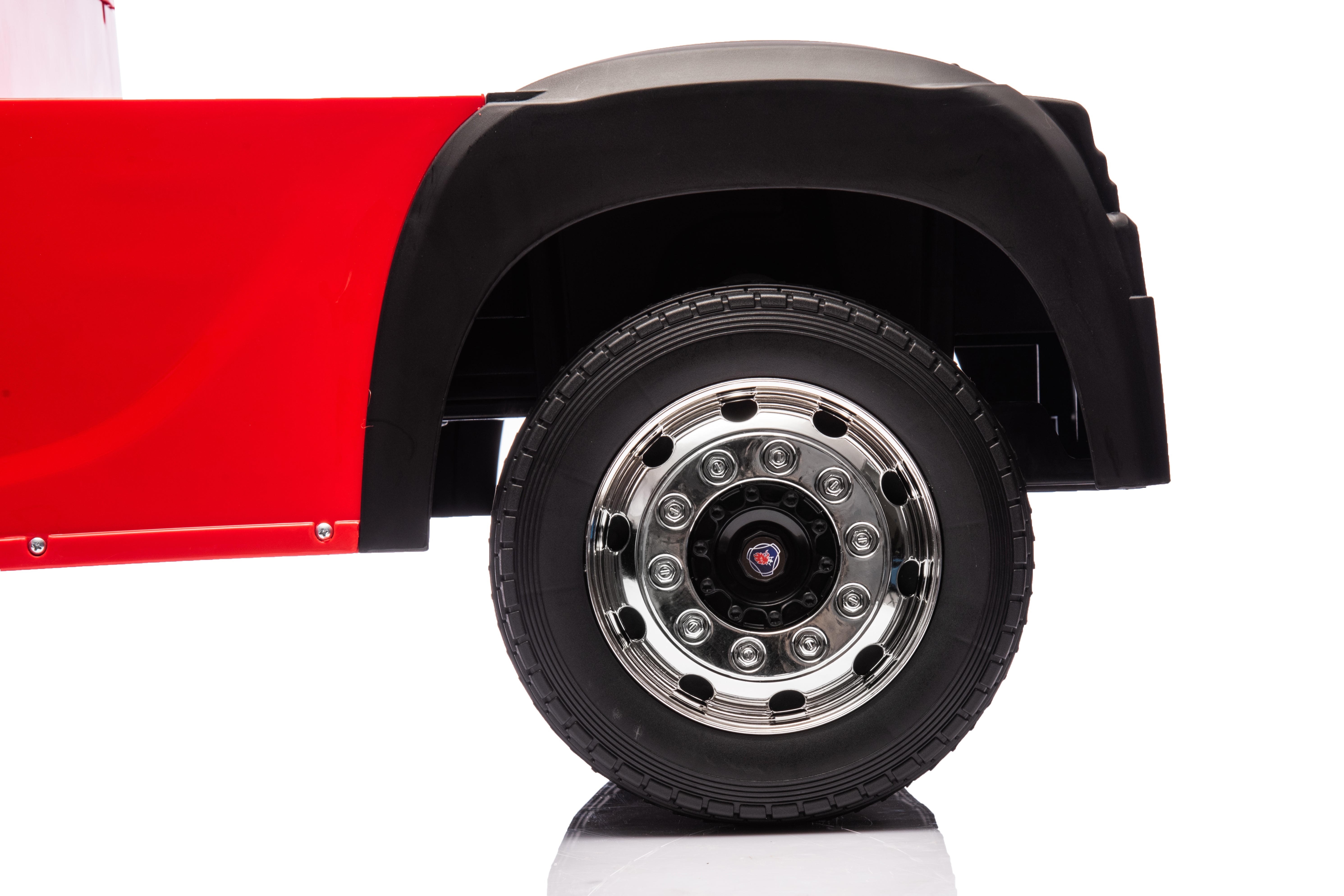 Camion electric cu remorca pentru copii oficial licentiat, KIDOO, 12V, 2 motoare 35W, telecomanda 2.4G, suspensie pe 4 roti, lumini, muzica, viteza 3-5 km/h, usi functionale