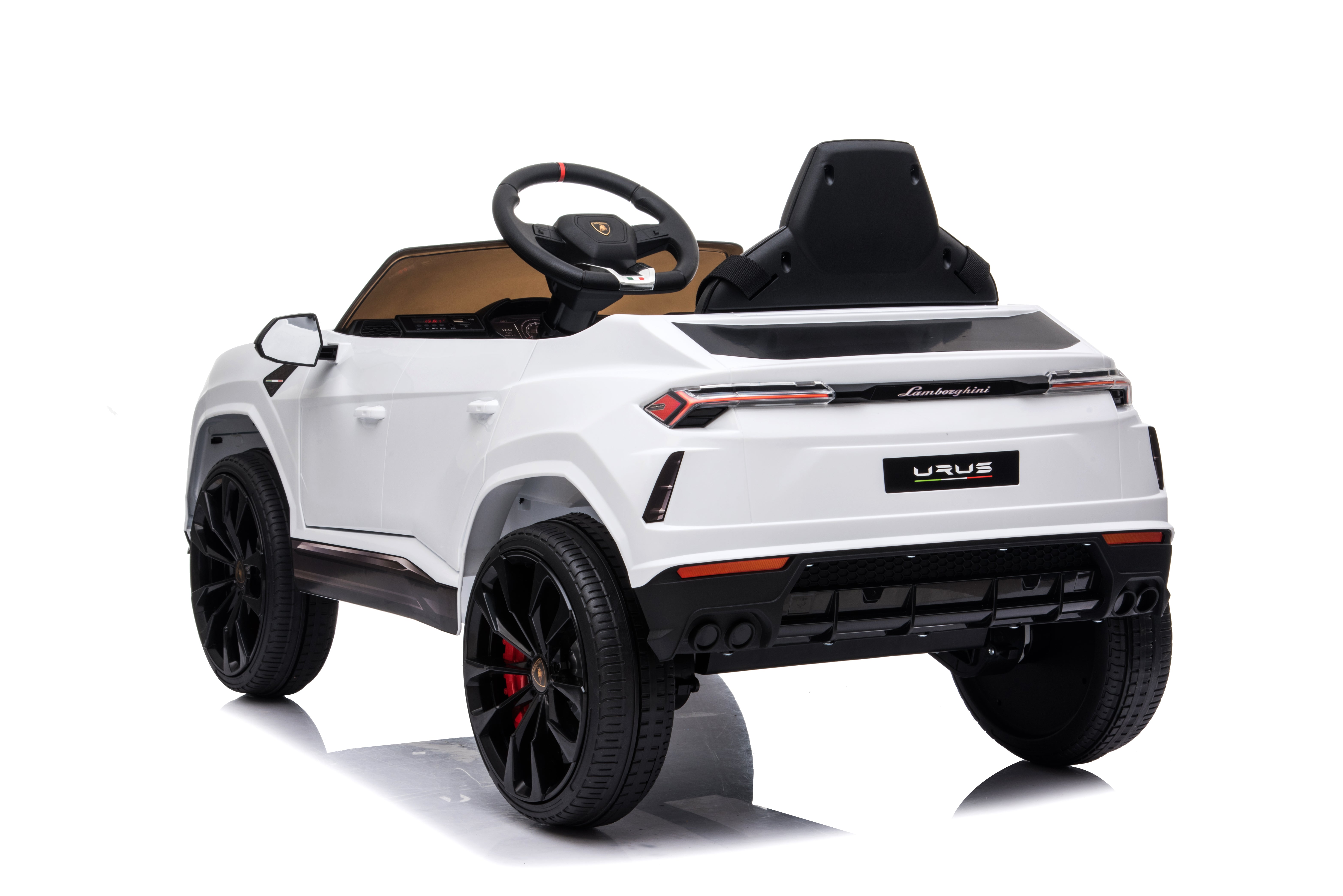 Masinuta electrica Lamborghini Urus oficial licentiata, KIDOO, 37–96 luni, 12V 4.5Ah, 2 motoare 25W, telecomanda 2.4G, volan multifunctional cu muzica, MP3, USB, TF, FM Radio, 105×65×52 cm