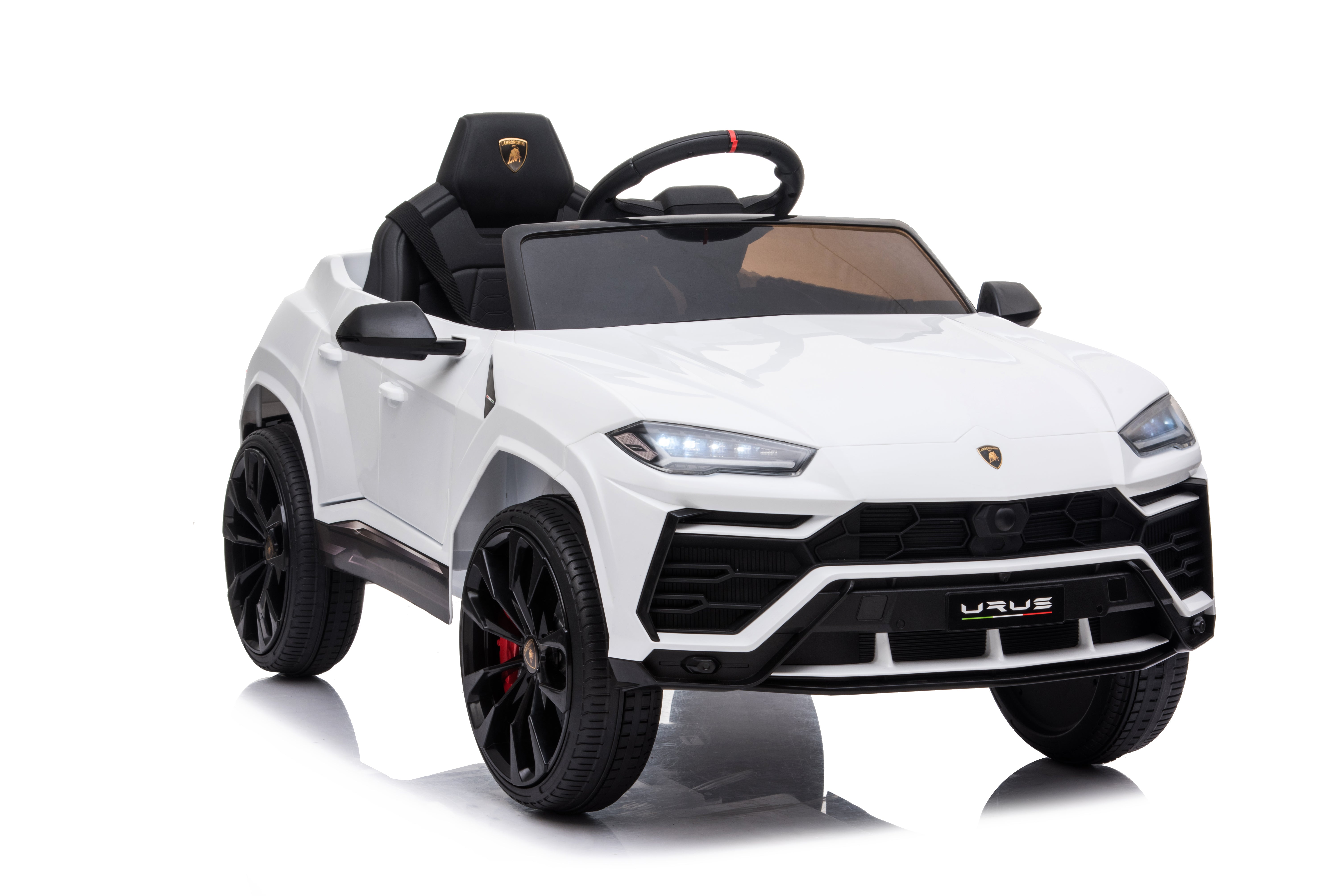 Masinuta electrica Lamborghini Urus oficial licentiata, KIDOO, 37–96 luni, 12V 4.5Ah, 2 motoare 25W, telecomanda 2.4G, volan multifunctional cu muzica, MP3, USB, TF, FM Radio, 105×65×52 cm