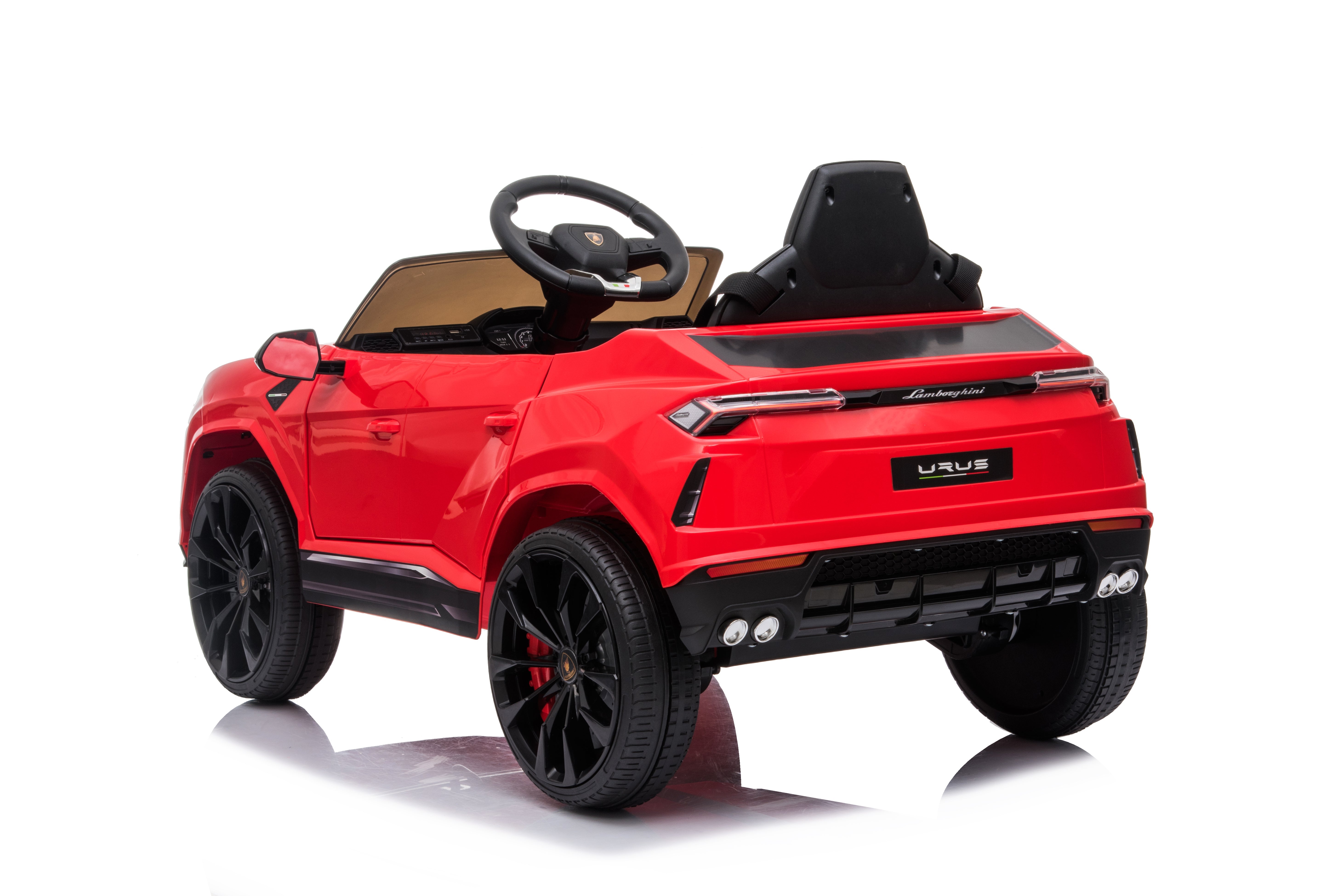 Masinuta electrica Lamborghini Urus oficial licentiata, KIDOO, 37–96 luni, 12V 4.5Ah, 2 motoare 25W, telecomanda 2.4G, volan multifunctional cu muzica, MP3, USB, TF, FM Radio, 105×65×52 cm