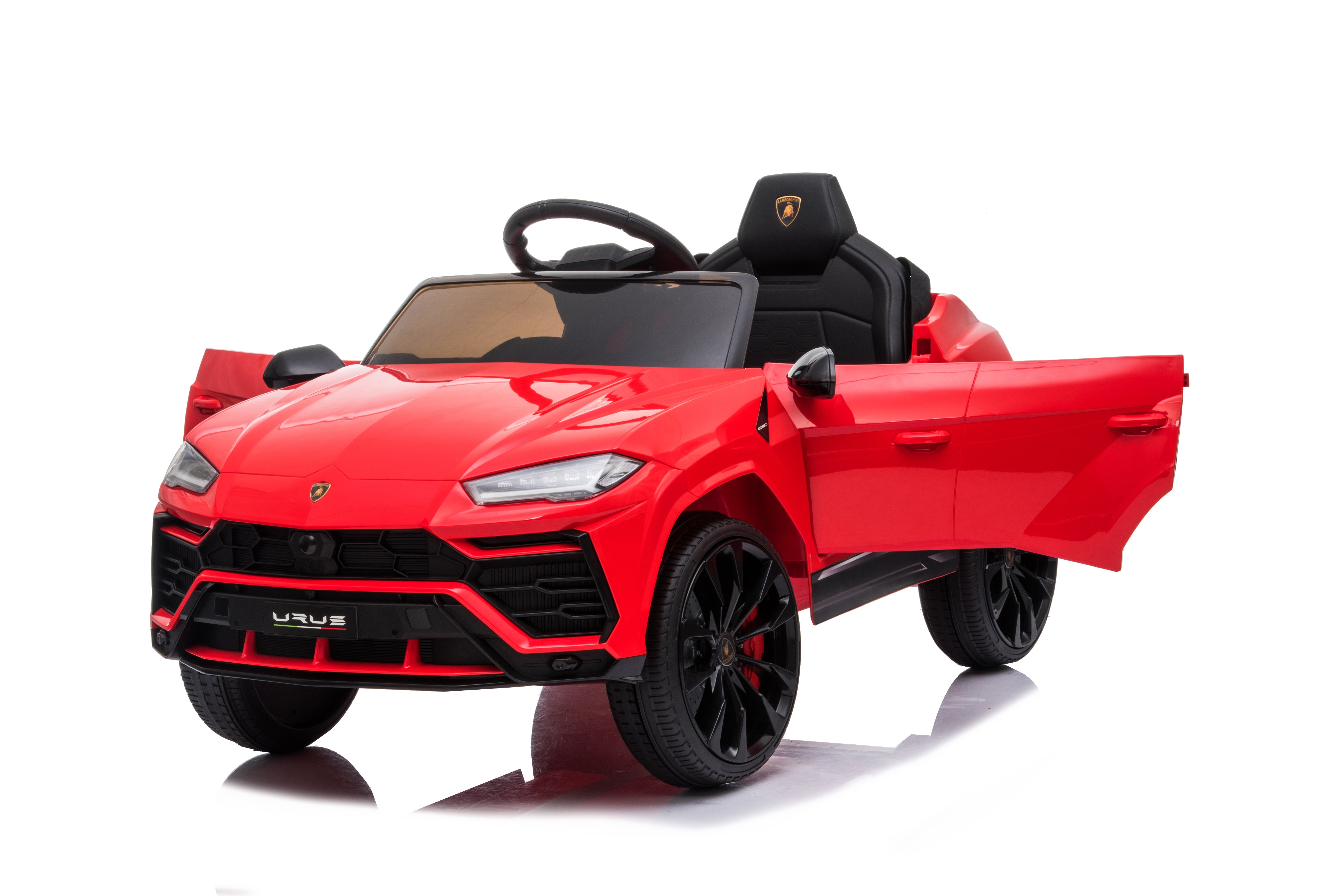 Masinuta electrica Lamborghini Urus oficial licentiata, KIDOO, 37–96 luni, 12V 4.5Ah, 2 motoare 25W, telecomanda 2.4G, volan multifunctional cu muzica, MP3, USB, TF, FM Radio, 105×65×52 cm