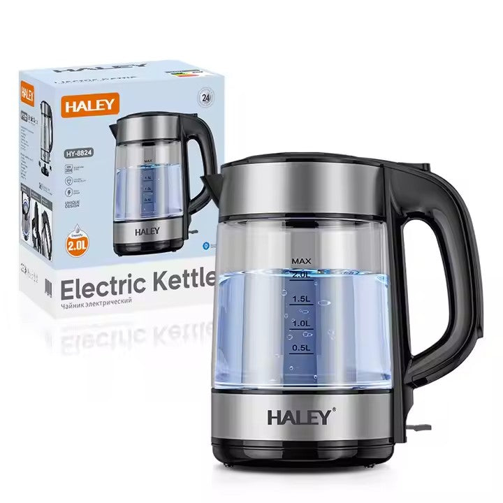 Fierbator Electric HALEY HY-8824: Portabil din Sticla de 2L, Ceainic de Bucatarie Pentru UZ Casnic si Hotel