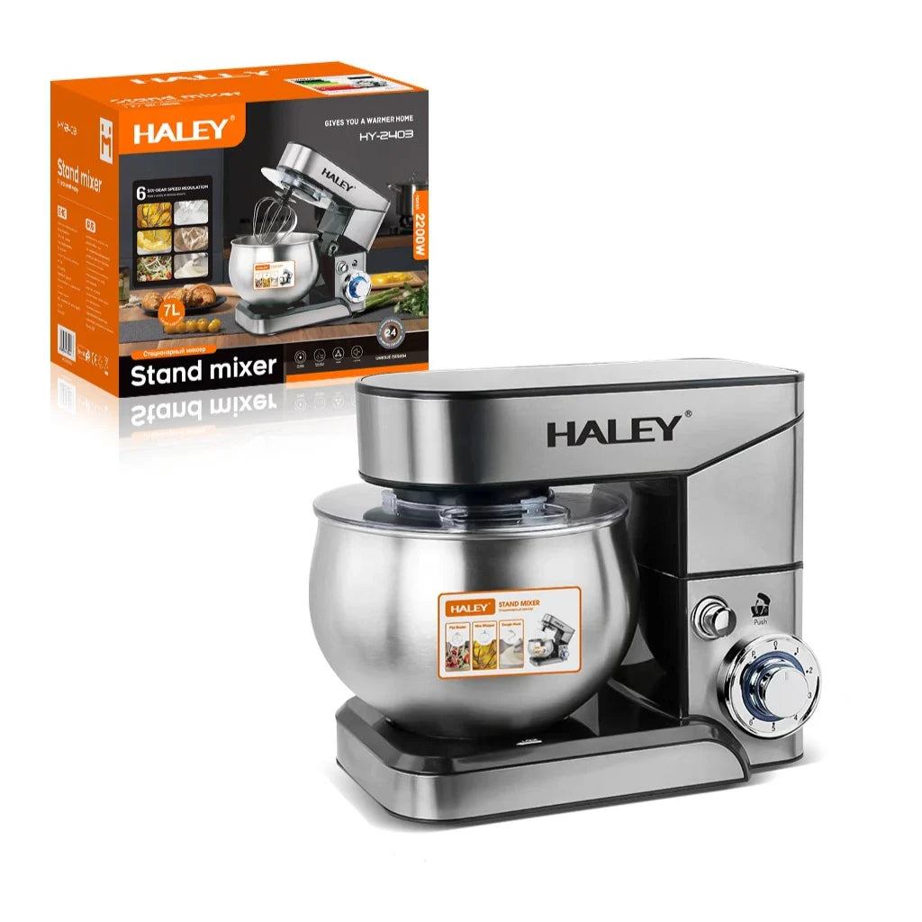 Robot de bucatarie multifunctional HALEY HY-2403, 7L, inox, 6 viteze + Turbo