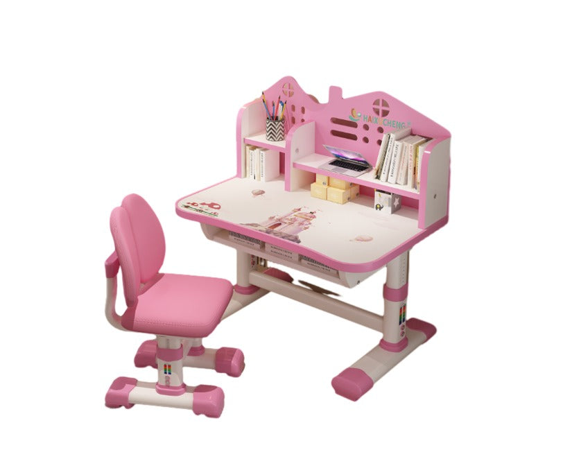 Set birou AT PERFORMANCE®, pentru copii, Mobila pentru casa copilului roz, de studiu si scaun.
