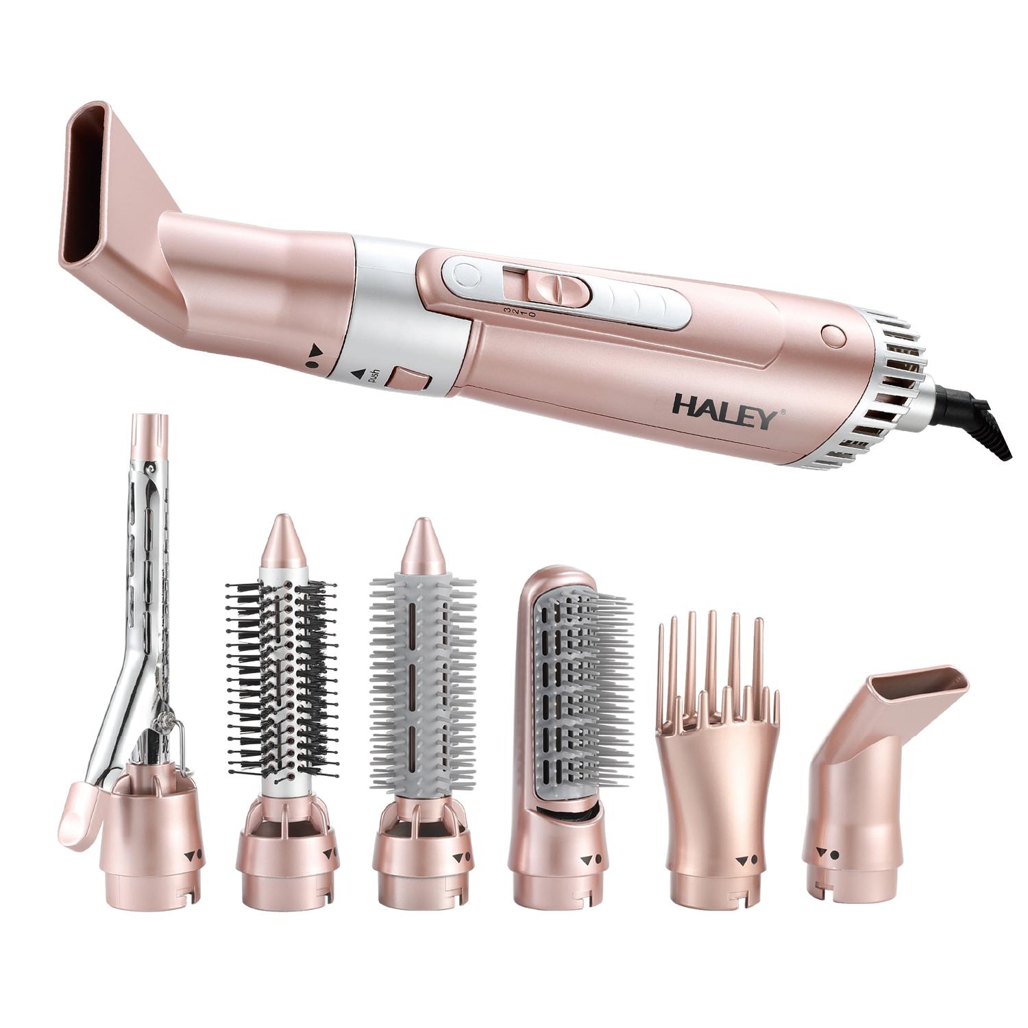 Uscator de Par 7 in 1 HALEY – Ondulator Multifunctional cu Ionizare, Protectie Termica, 800W, Accesorii Incluse, Ideal pentru Coafare Profesionala Acasa