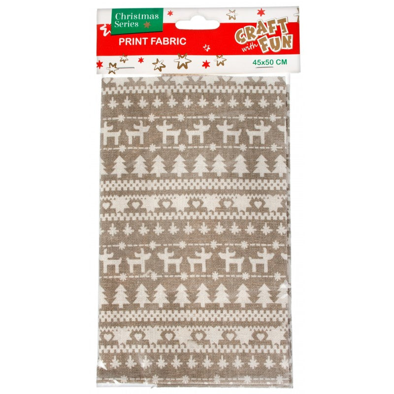 Accesorii craft - Craciun, 45x50cm, textil, maro, Craft with Fun, Print Fabric, 412797
