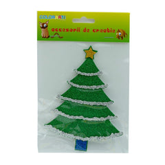 Accesorii creatie - brad, sticker gumat cu sclipici, 14cm, Colorarte