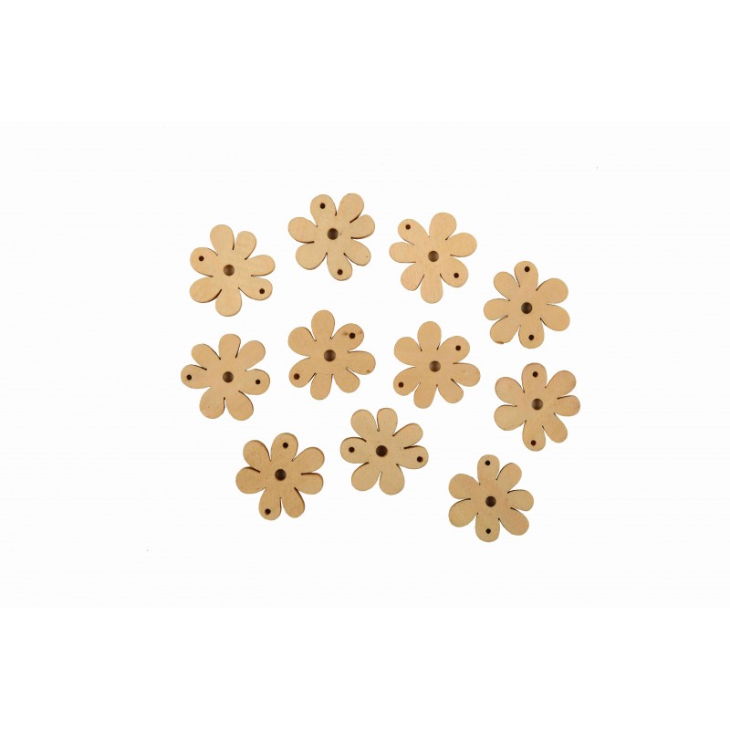 Accesorii creatie - lemn - floare, set 18 buc, Colorarte