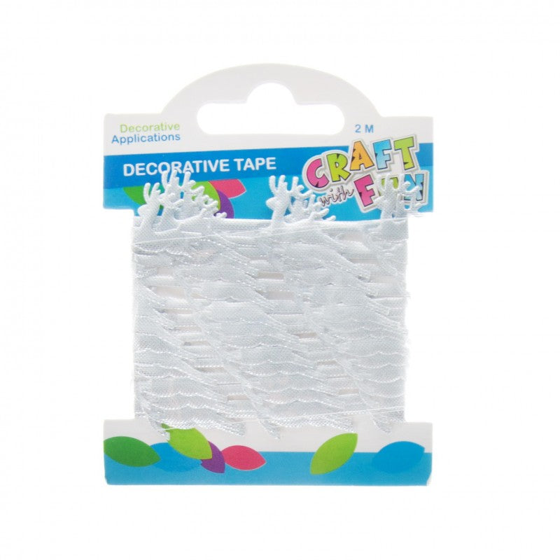 Banda decorativa - reni, 2.5cm x 2m, plastic, argintiu, Craft with Fun, Decorative Tape, 463488