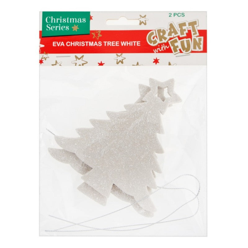 Accesorii craft - brad Craciun, buretat, set 2 buc, Craft with Fun, Eva Christmas Tree White, 438799