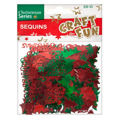 Paiete - modele Craciun, 20g, rosu, verde, Craft with Fun, Snow Sequins, 414081