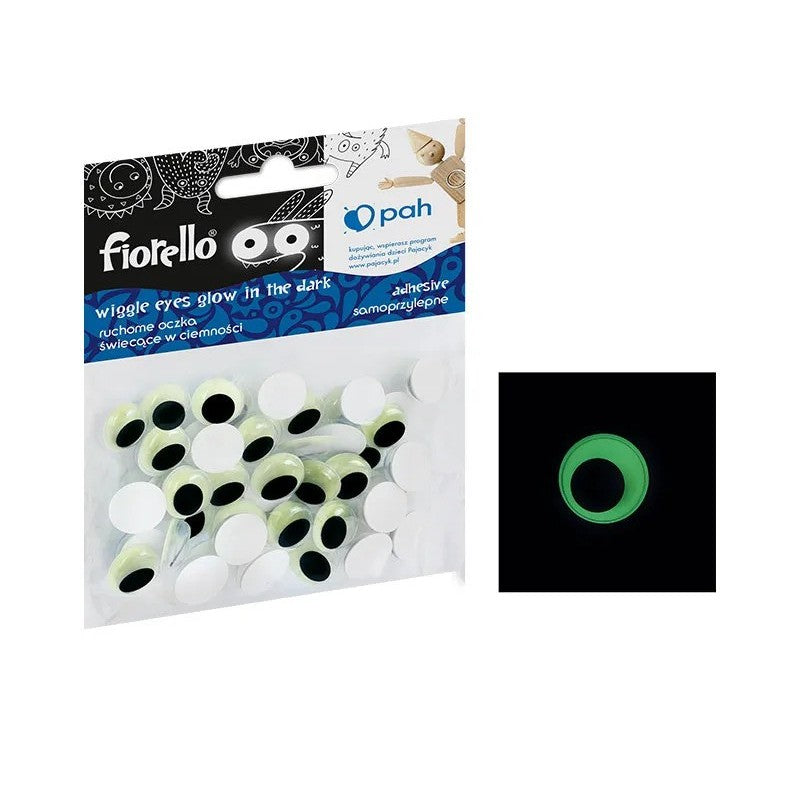 Accesorii creatie - ochi mari plastic, negru, 12mm, fosforescenti, set 50 buc, Fiorello, GR-KE50-12F / 170-2560