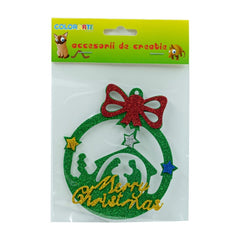 Accesorii creatie - glob cu Merry Christmas, sticker gumat cu sclipici, 12cm, Colorarte