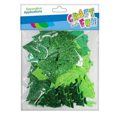 Forme decorative - hartie gumata autoadeziva - braduti, verde, set 60 buc, Craft with Fun, 463716