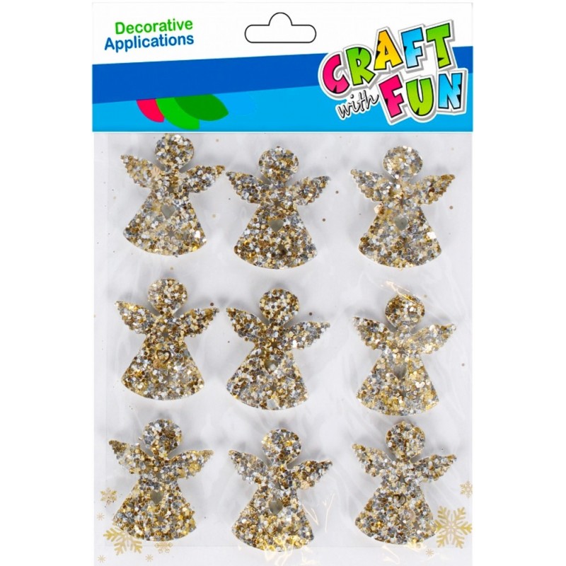 Forme decorative - hartie gumata autoadeziva - ingeri, auriu, set 9 buc, Craft with Fun, 501371