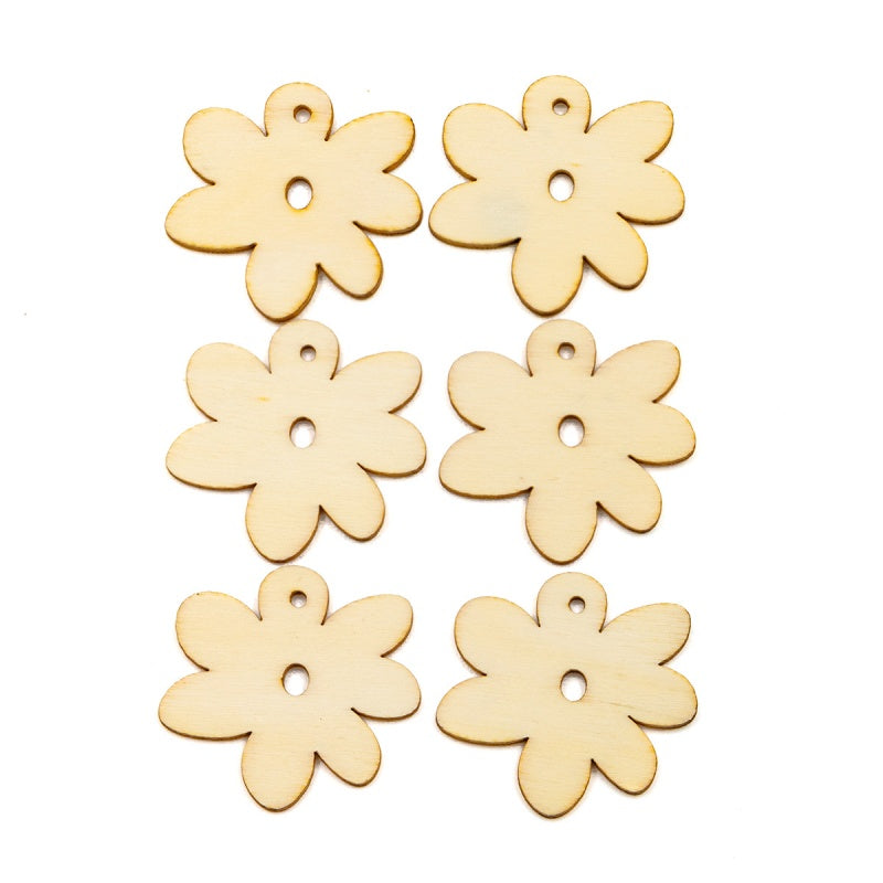 Accesorii creatie - lemn - floare, set 6 buc, Colorarte