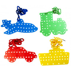 Accesorii creatie - figurine masini plastic, cu perforatii si snur, set 4 buc, Colorarte