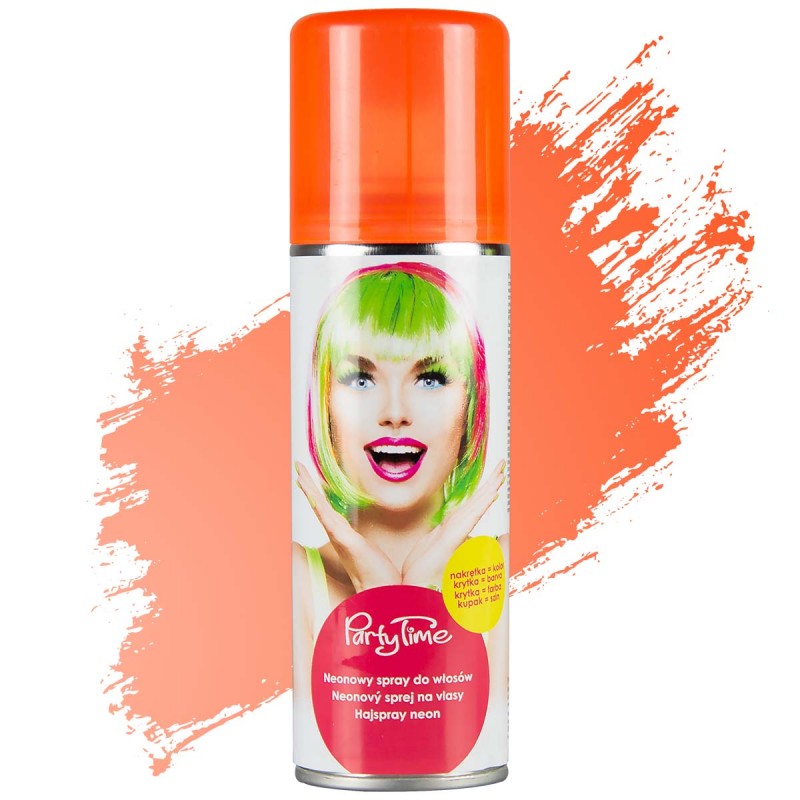 Spray colorant pentru par PartyTime Halloween, portocaliu neon, temporar